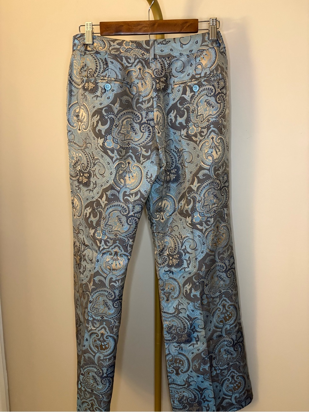 Vintage Express Design Studio "Editor" Metallic Paisley Flare Pants - Picture 4 of 8